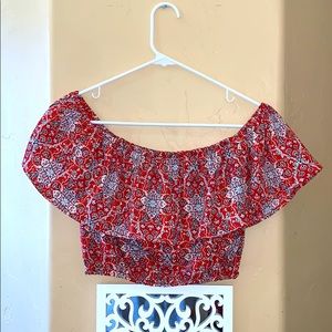 Hollister Red Crop Top Off the Shoulder